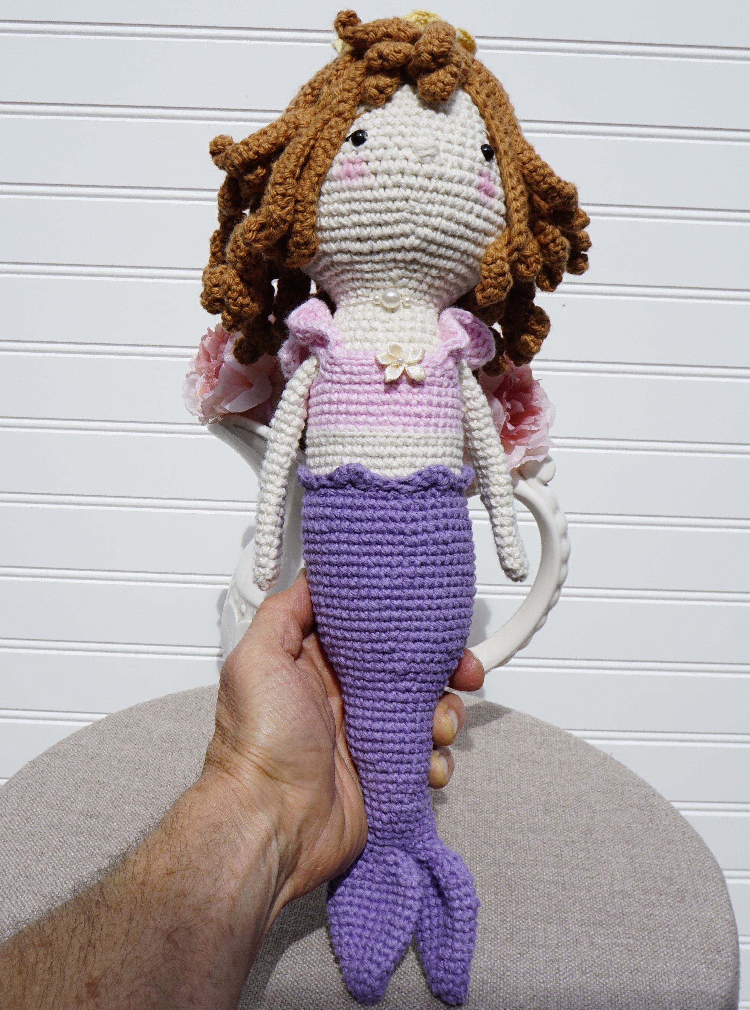 Handmade crocheted amigurumi mermaid