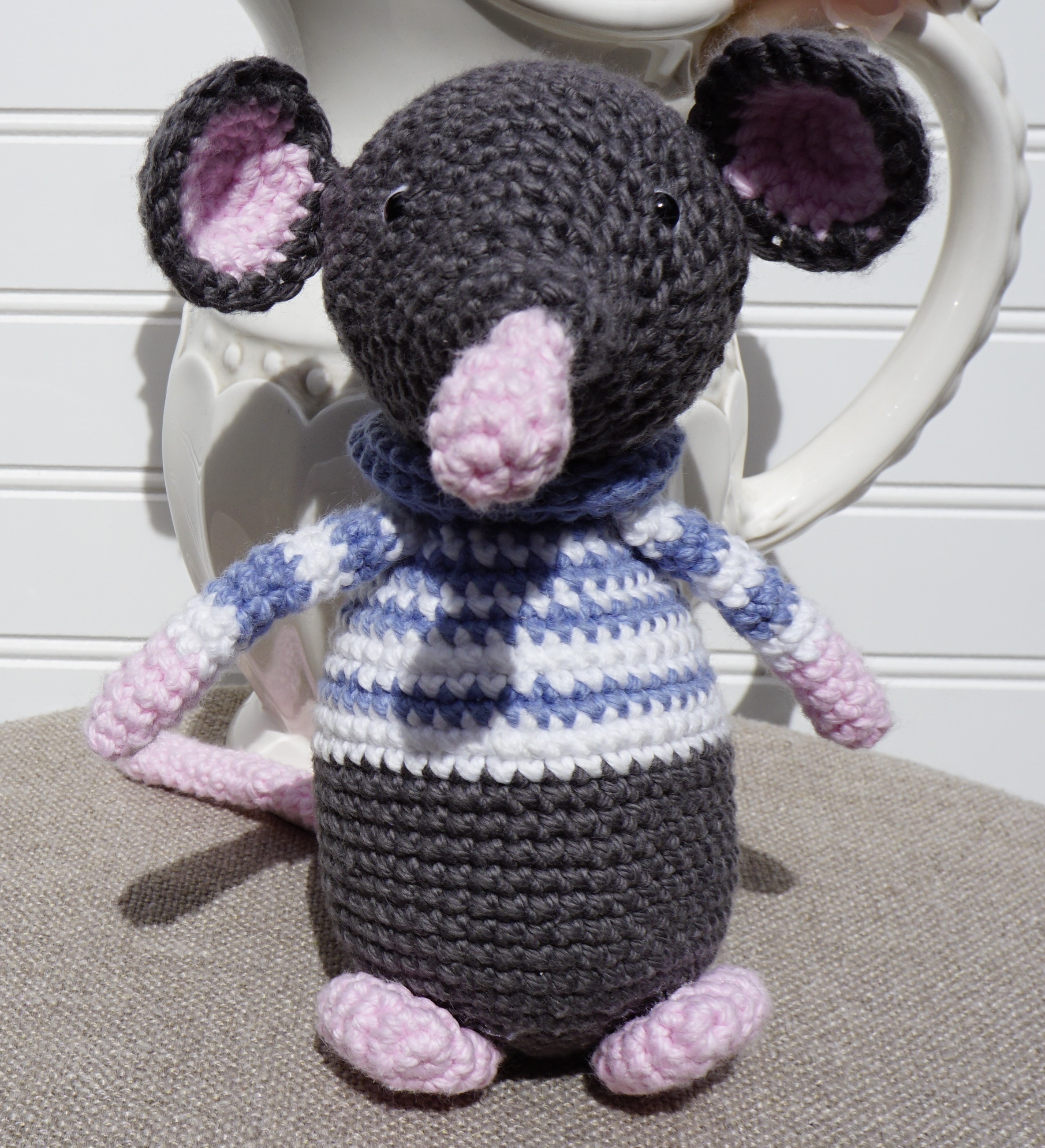 Handmade crocheted amigurumi mouse